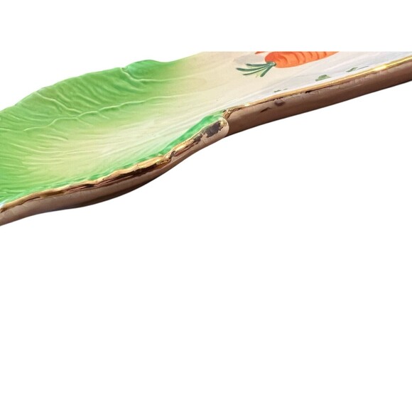 Unique Farmhouse Kitchen Style Vintage Celery Shaped Ceramic Spoon Rest / Tray - Picture 4 of 13